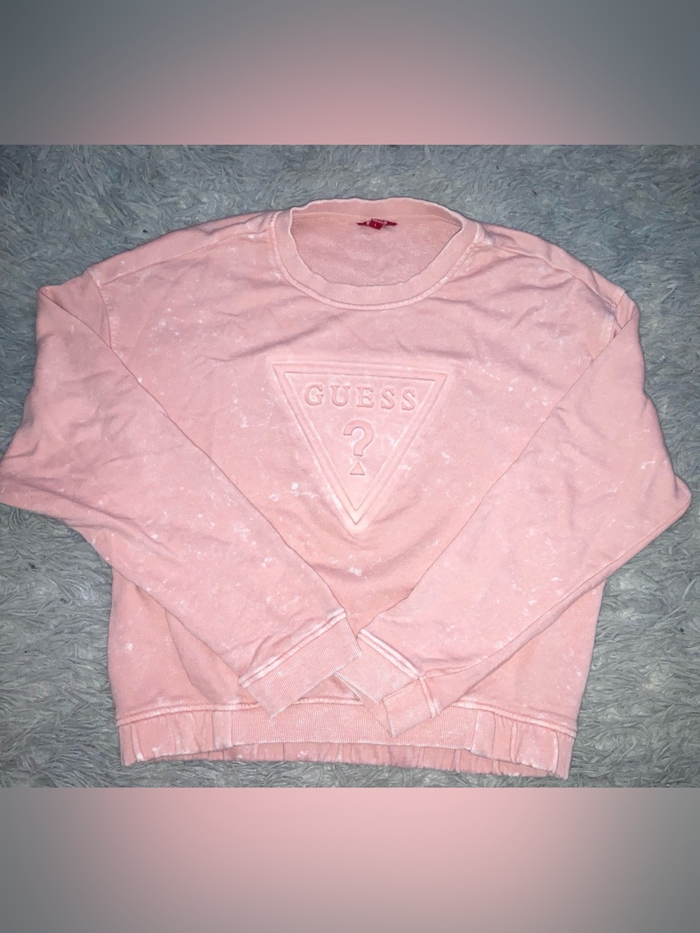 Guess Pink Embossed Triangle Logo Sweatshirt